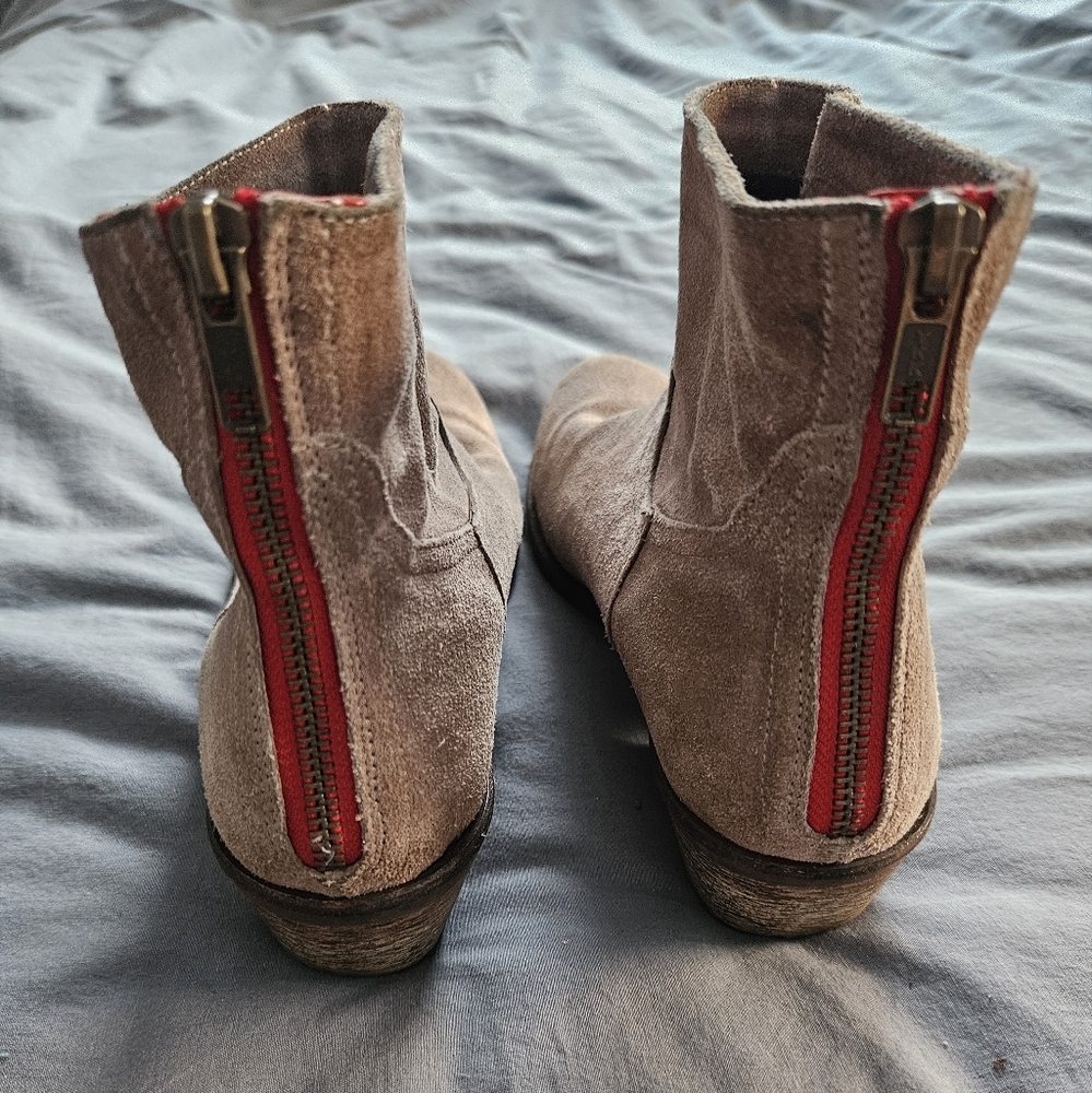Browns 38 7.5 suede Leather booties ankle boots 7 1/2 - Picture 4 of 9
